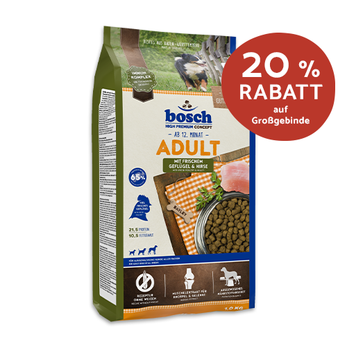 bosch Hundefutter Adult mit frischem Geflügel & Hirse