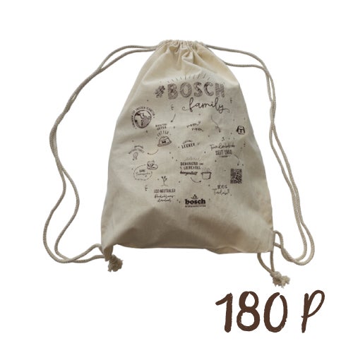 Fabric bag with bosch family print