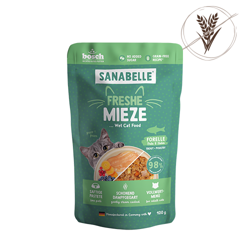 Sanabelle Freshe Mieze wet food trout, turkey & chicken grain-free