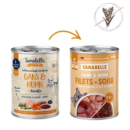 Sanabelle wet food fillets in sauce – goose & chicken