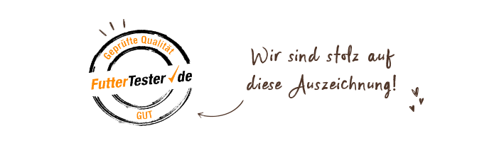 Hinweis Auszeichnung FuttertTester.de Note "GUT"
